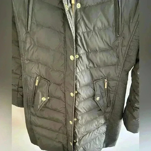 Womens Michael kors army green puffer coat with removable faux fur collar medium - Picture 3 of 9